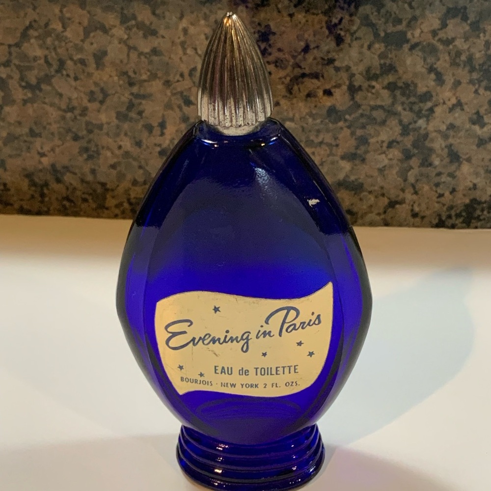 Evening In Paris Cobalt Blue Glass Bottle Vintage 40s